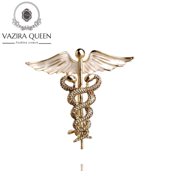 VQ Medical Caduceus Brooch - Picture 1 of 5
